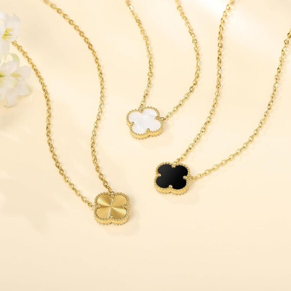 Dainty 18K Gold Plated Lucky Clover Pendant Necklaces Set for Women, Water-Resis - Picture 3 of 8